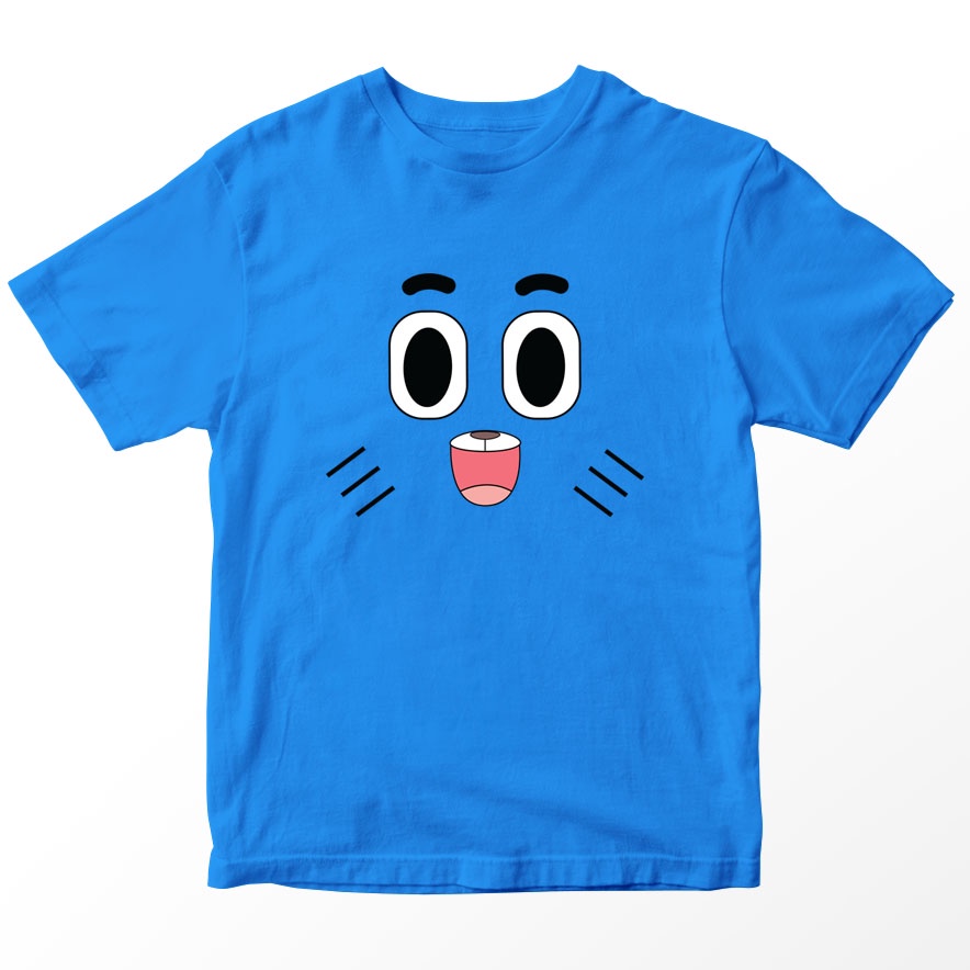 Kaos Gumball Gumball Kucing  Kartun Anak, Warna Biru Turkis Tua Umur 1-10 Tahun