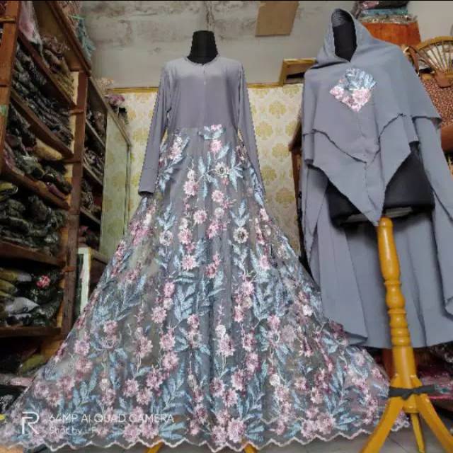 Gamis brokat bordir tile import