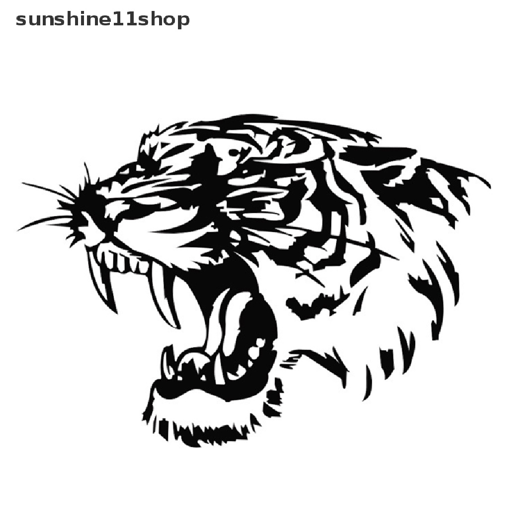 Sho Stiker Vinyl Gambar Kepala Harimau 28X28CM Untuk Motor / Mobil