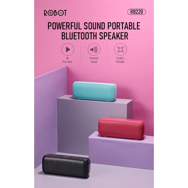 SPEAKER BLUETTOTH WIRELESS ROBOT RB210 / Speaker Bluetooth Robot RB220 Bluetooth 5.0 Hi-Fi Sound Portable Audio Wireless Super Bass Mini Stereo Original - Garansi 1 Tahun