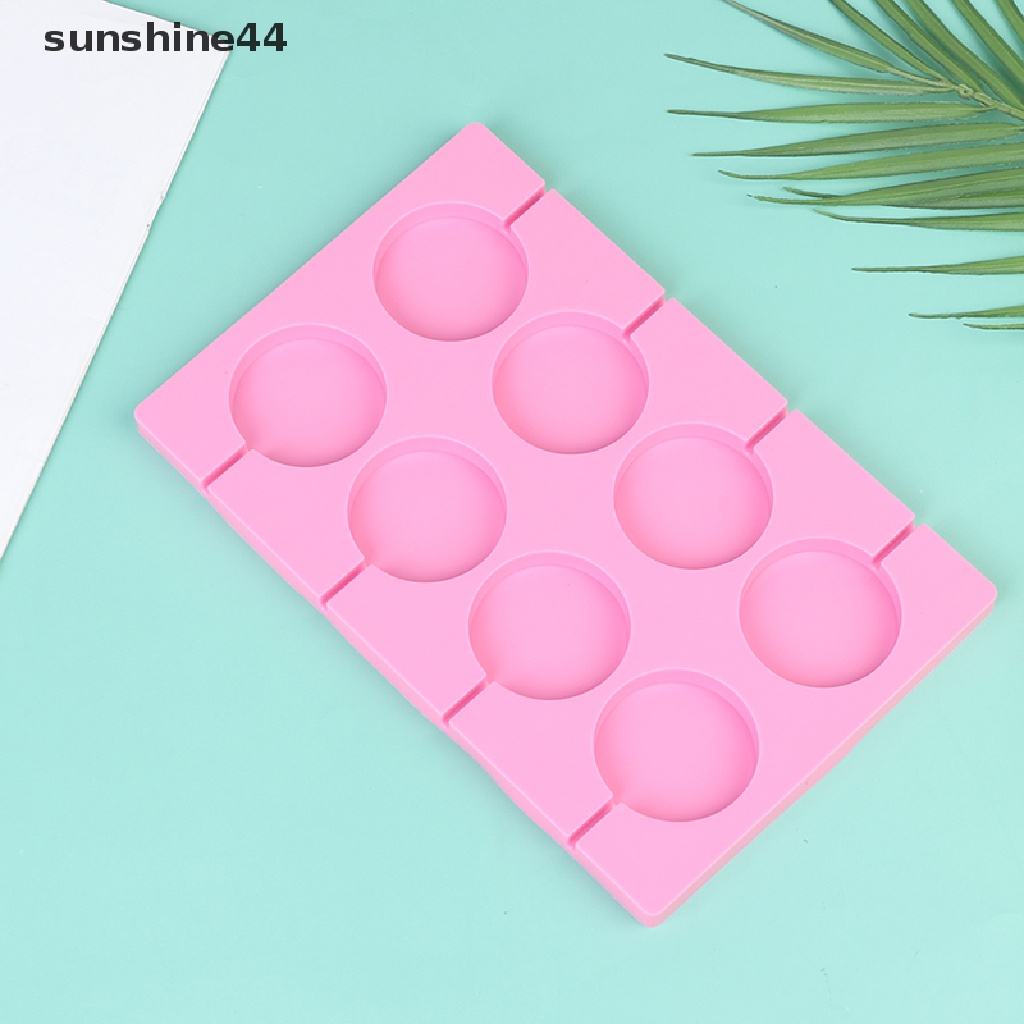 Sunshine Cetakan Permen Lolipop 8 Lubang Bentuk Bulat Besar Bahan Silikon