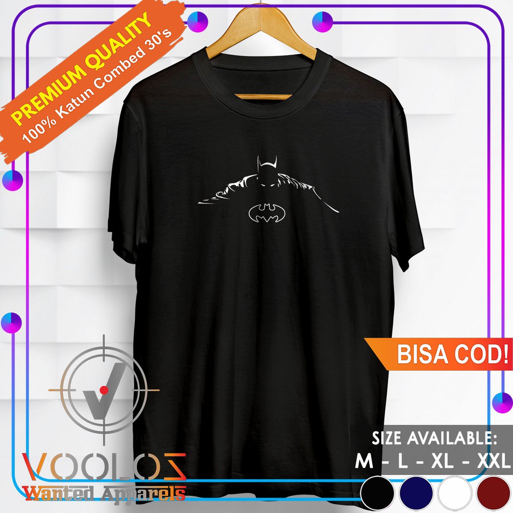Kaos Superhero Batman Baju Distro Pria Branded Original Tshirt Cowok Keren Kekinian Batman Siluet