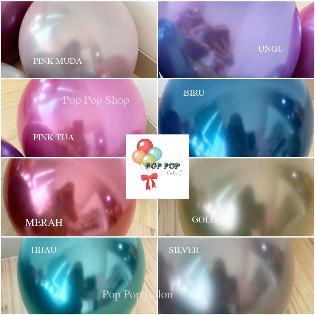 Balon Latex Chrome Metalic DOUBLE / Balon Latex Chrome HITAM / Chrome Metalik