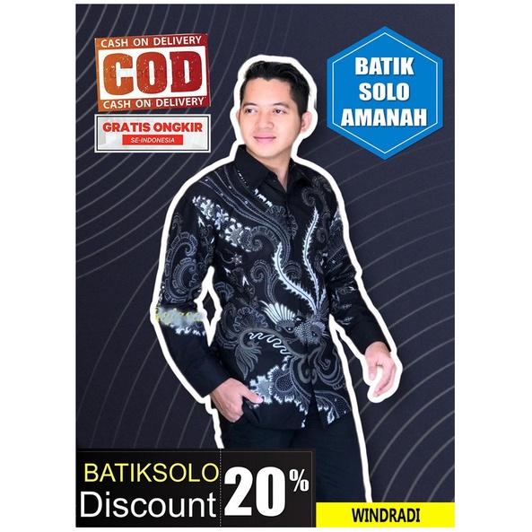 WINDRADI BATIK INDONESIA KEMEJA BATIK SOLO LENGAN PANJANG LAPIS FURING ATASAN PREMIUM MODERN KATUN H