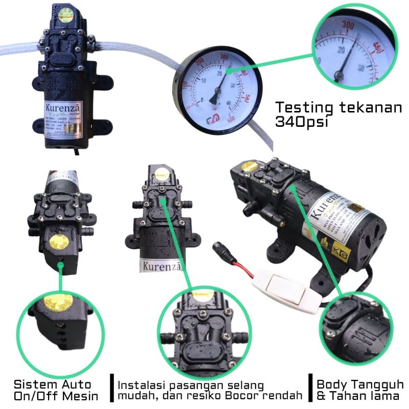 Paket Mesin 3400psi &amp; Gun &amp; Nepel Dinamo Sprayer Water Pump DC The Best