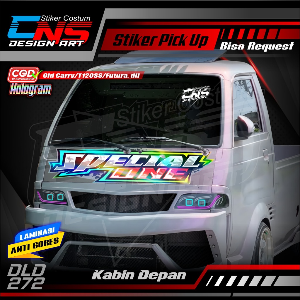 Stiker Hologram Kabin Depan Pick Up FUTURA/OLD CARRY LAMA/T120SS,dll Full Laminasi Anti Gores SPECIA
