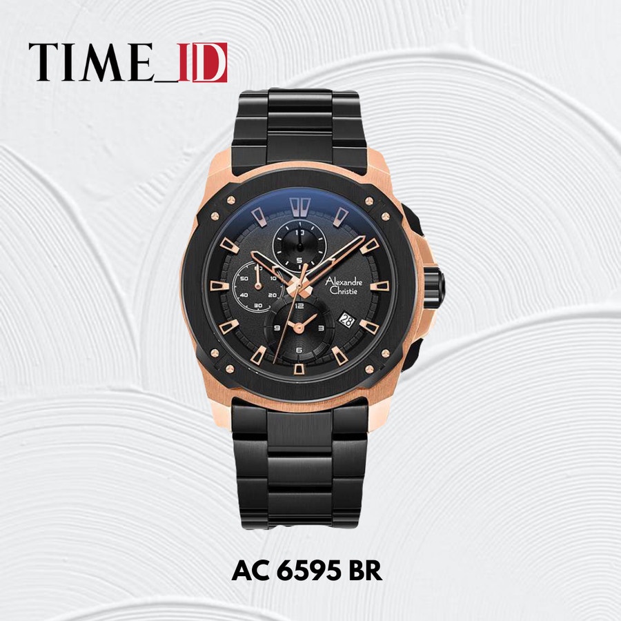 Jam Tangan Alexandre Christie AC 6595 BLACK ROSEGOLD PRIA