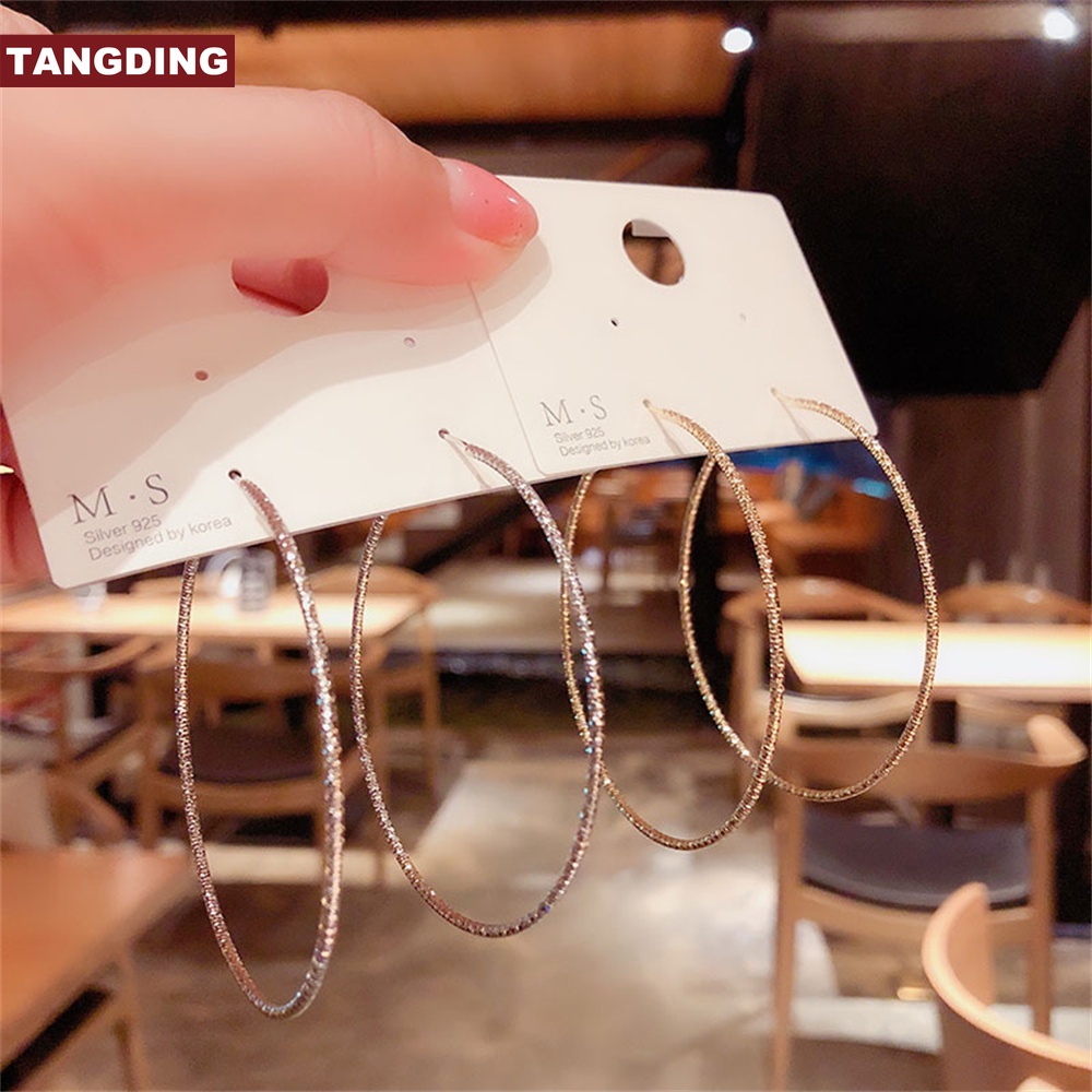 【COD Tangding】Korea Exaggerated Large Circle Earrings Simple Fashion Thin Circle Earrings