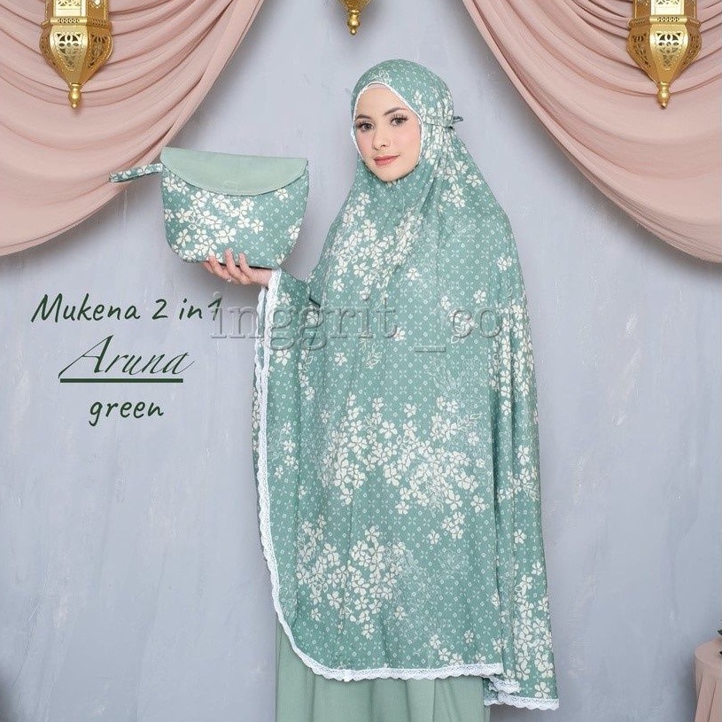 Mukena Dewasa jumbo Traveling 2in1 Aruna Bahan rayon Premium, Ukuran Dewasa