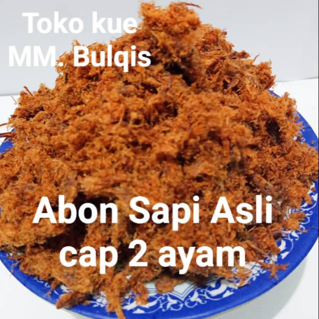 

Abon sapi asli, cap 2 ayam.