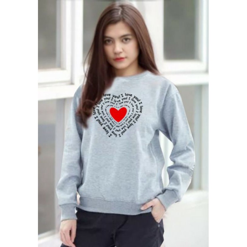 Kaos Lengan Panjang LOVE TULISAN/ Kaos Sweatshirt / Atasan Wanita / Atasan Wanita Lengan Panjang