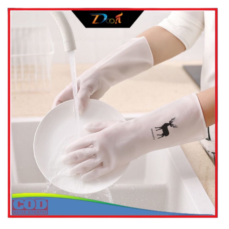 Sarung Tangan Karet Putih Cuci Piring Anti licin WaterProof Cleaning Gloves Multifungsi / Pelindung tangan