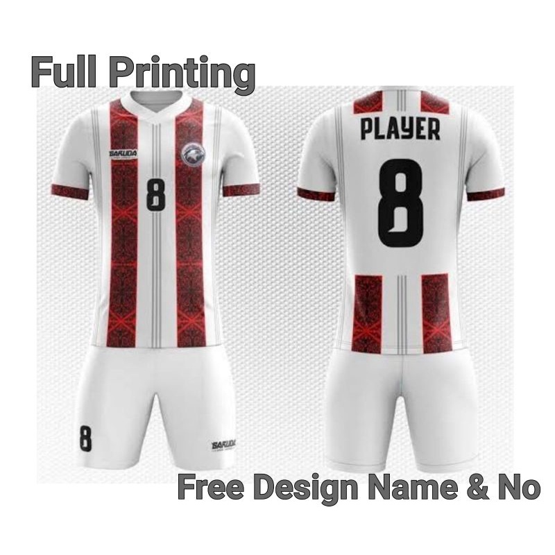 GS Jersey Setelan Futsal Jersey Sepak bola Custom Printing Free Design Nama Dan Nomor Merah Putih 14