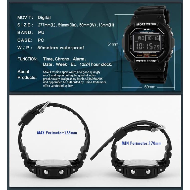 Jam Tangan Pria / SKMEI Digital 1134 Men / Jam Tangan Digital LED Original / SKMEI