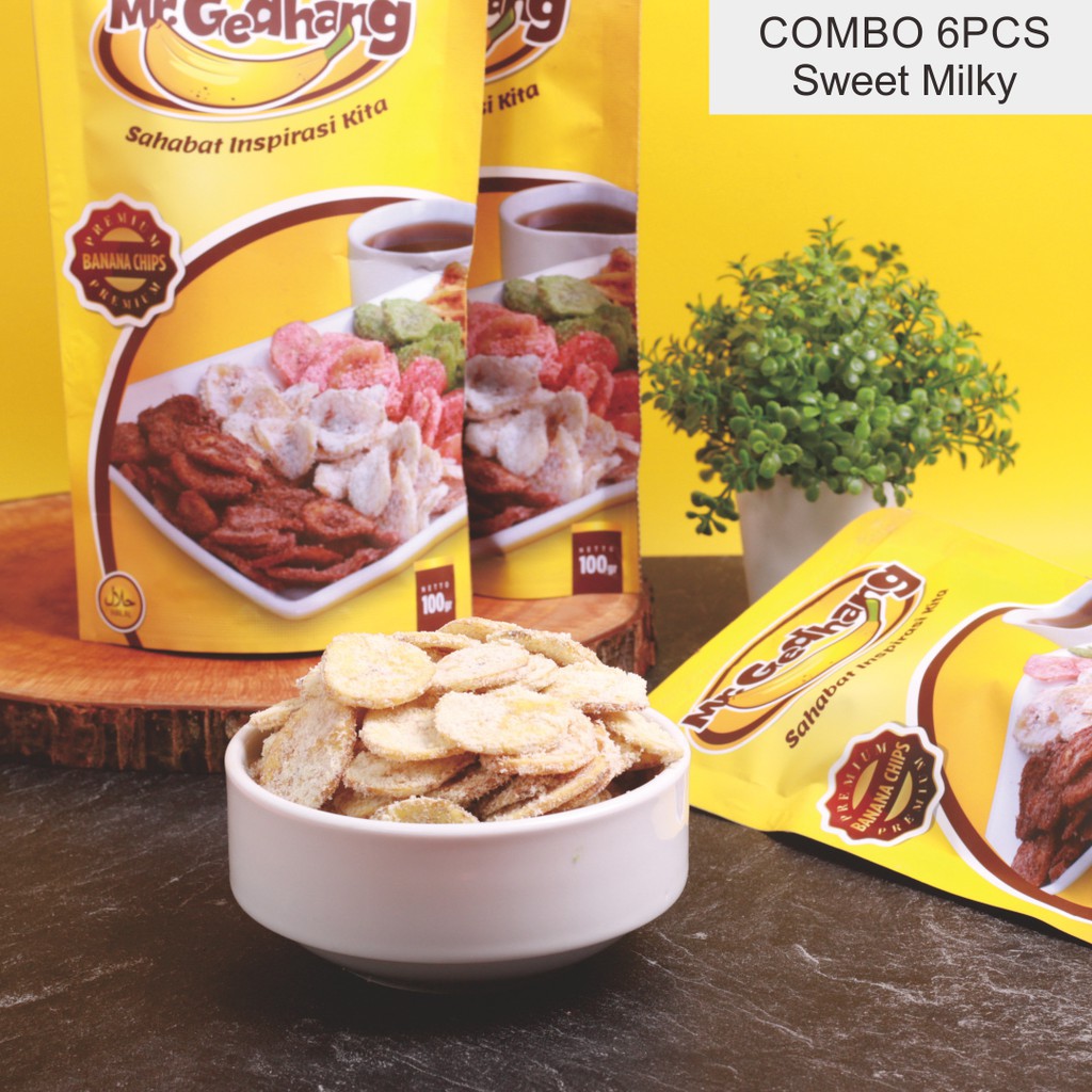 

Combo 6pcs Mr Gedhang Sweet Milky - Keripik Pisang 100gr Cemilan [kemasan praktis ] BEST SELLER