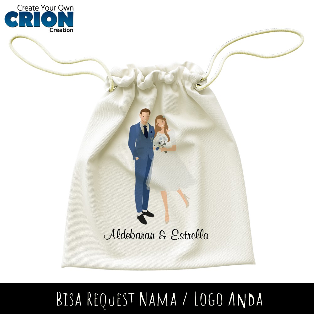 Pouch Serut Bisa Custom - Wedding Series 2 - Souvenir/Hadiah -By Crion