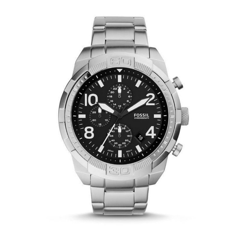 Jam Fossl Bronson Chrono Silver Stainless Steel Watch FS5710 Original