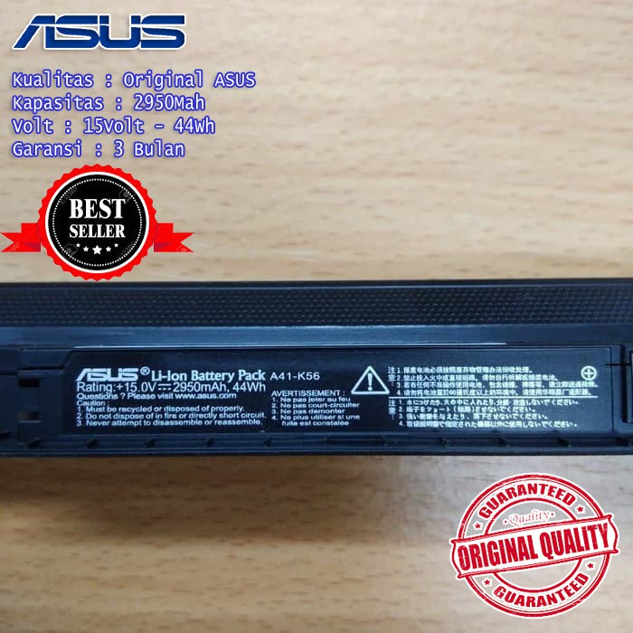 Original Baterai Asus A46 A46C A46CA A46CB A46CM A46 K46CA K46CB K46CM A56 A41-K56-1