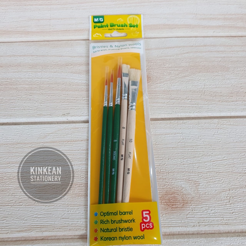 Kuas Lukis / Paint Brush Set 5pcs - M&amp;G ABH978B8