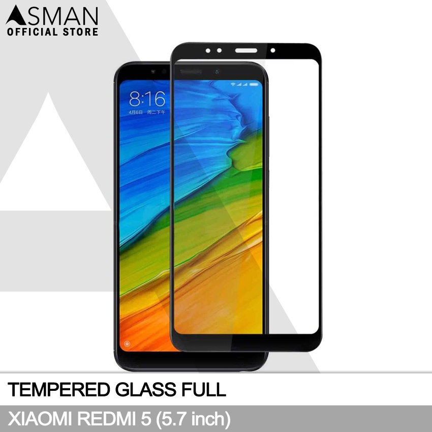 Tempered Glass Full Xiaomi Redmi 5 (5.7&quot;) | Anti Gores Kaca - Hitam