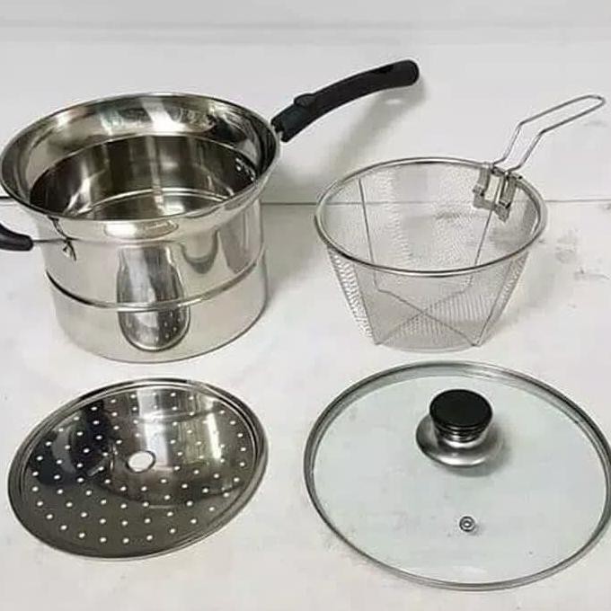 Vavinci Multi Pot 22 Cm / Steamer & Fryer 2 In 1 / Panci Multi Fungsi