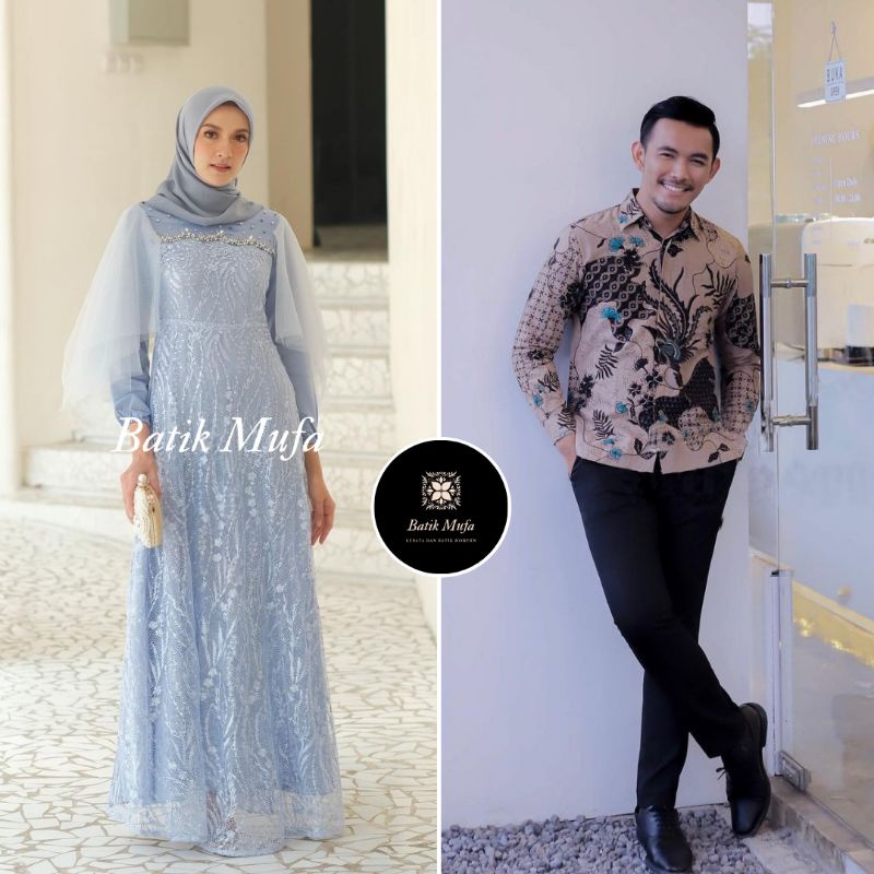 Luna Dress couple Batik | Baju bresmaid Gamis modern Dress brokat baju lebaran terbaru