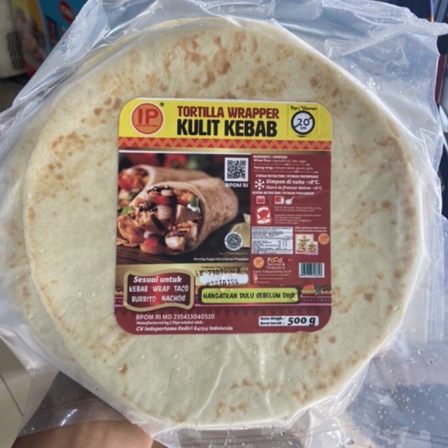 

Tortilla wrapper IP Kulit kebab size 20cm isi 13lembar 500gr kulit tortilla