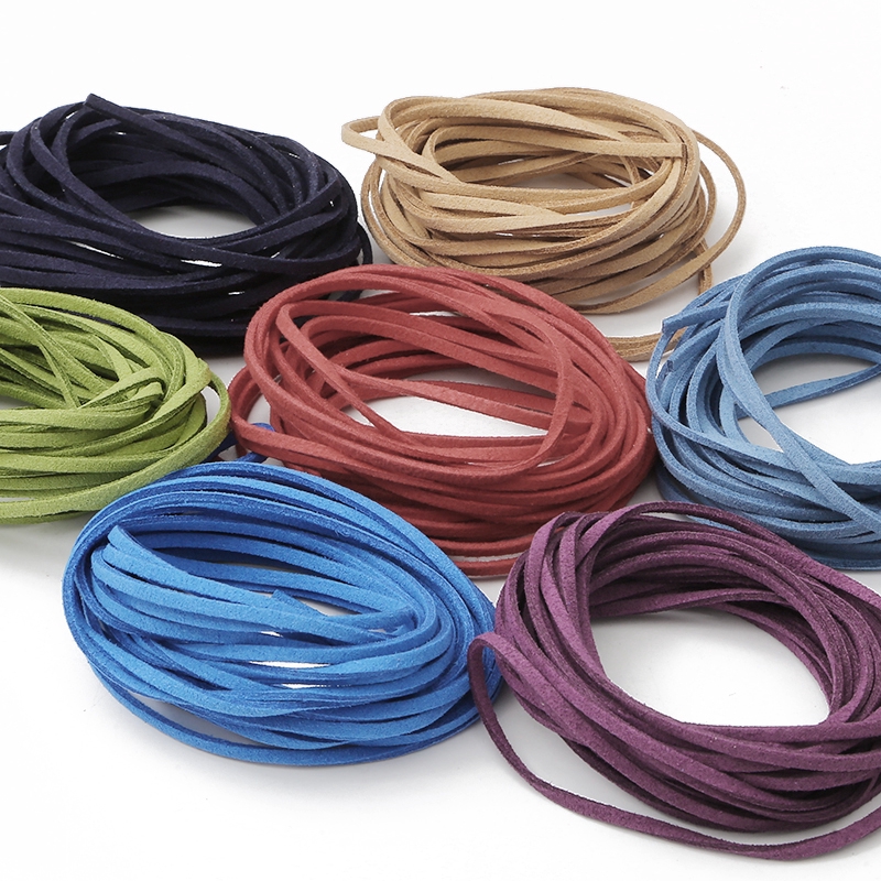 Tali Suede Warna-Warni Ukuran 3mm Panjang 4 Meter Untuk Membuat Perhiasan Kalung Dan Gelang