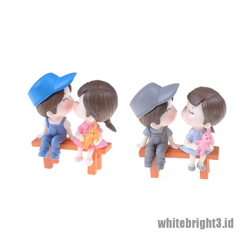 (white3) 3pcs / set Miniatur Pasangan Kekasih Untuk Dekorasi Rumah Boneka