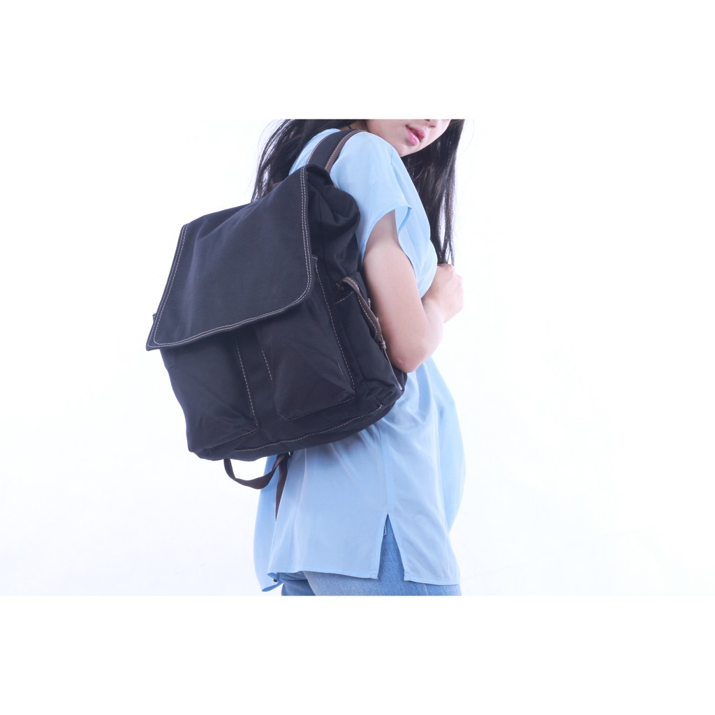 [COD] Tas Kanvas Fashion Wanita Ransel Kecil Gendong Bahan Batam Kanvas Warna Polos ESCORTBAG