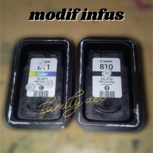 1 Set Tinta Printer Canon PG 810 & CL 811 Modif Infus Karet Nepel& L Printer for iP2770,MP258