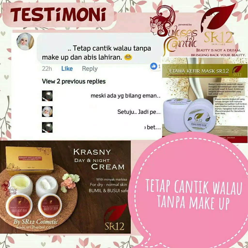 Krasny Day &amp; Night Cream Markisa sr12 - ekstrak lidah buaya untuk kulit Sr12skincare Asli 10gr