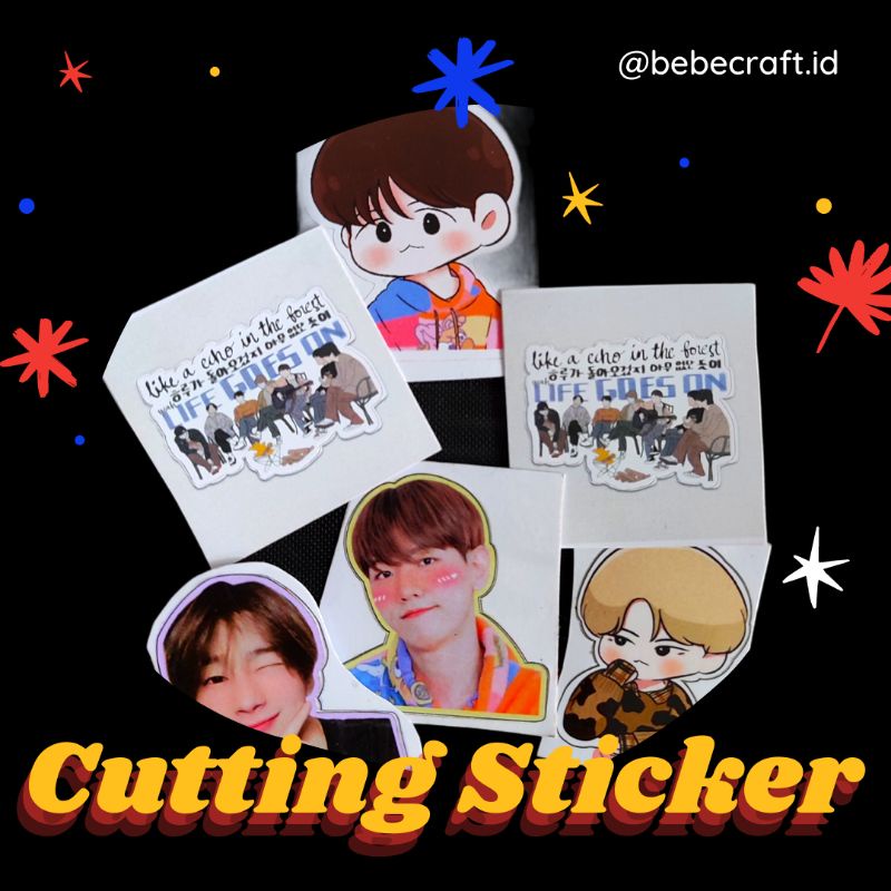 CUTTING STICKER 5X5 CM BONTAX VINYL TRANSPARAN CETAK FREEBIES CUSTOM PHOTOCARD POLAROID POSTCARD PHO
