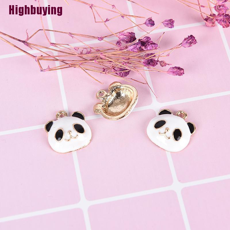 Hbid 10Pcs / Set Liontin Bentuk Panda Bahan Alloy Enamel Untuk DIY Craft / Perhiasan Charms