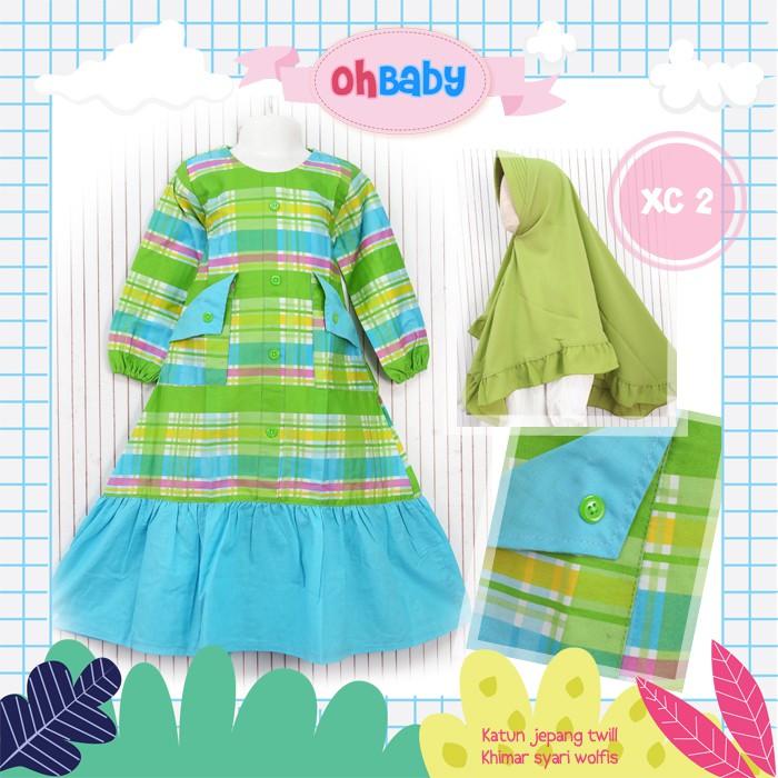 GAMIS ANAK MERK OHBABY XC 2 USIA 5-7 TAHUN BERWARNA UNGU BERBAHAN TOYOBO