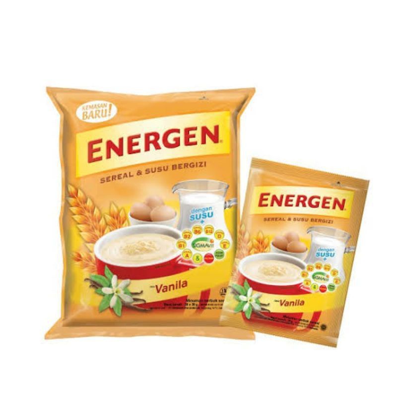 

ENERGEN COKLAT KACANG HIJAU VANILA ENERGEN ALL VARIAN RENCENG ISI 10 PCS @25 gram