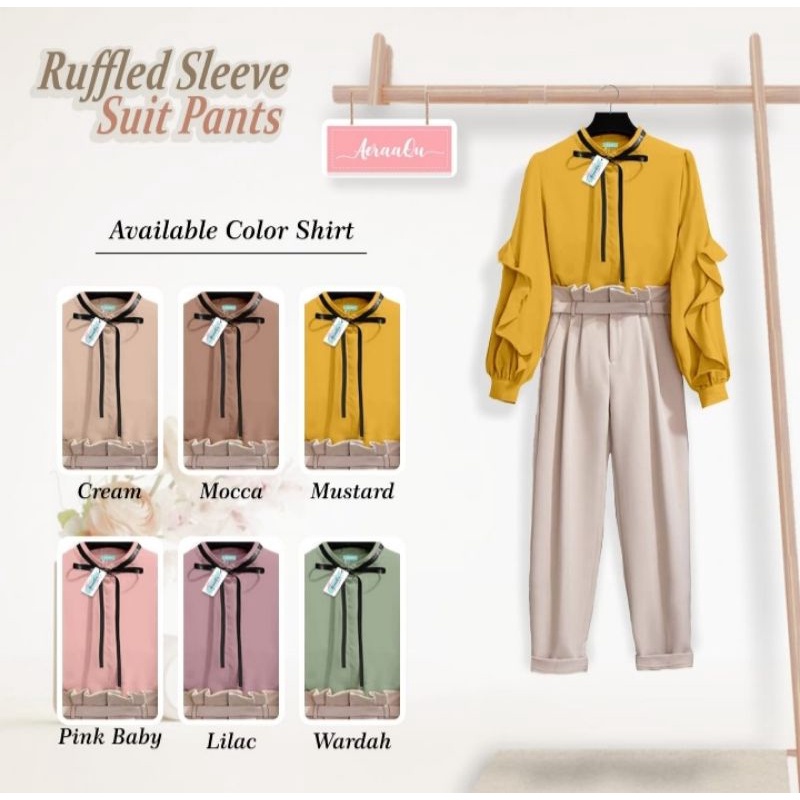 AeraaQu Ruffled Sleeve Suit Pants