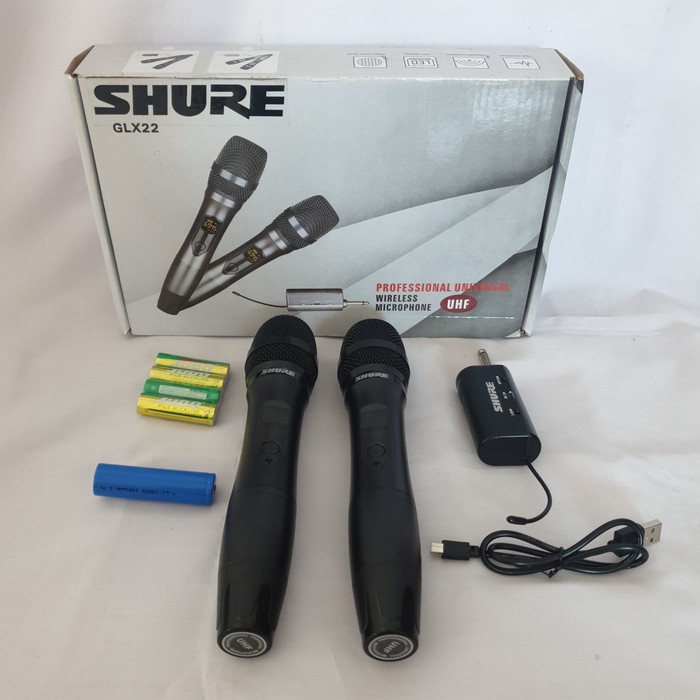 Shure Microphone Wireless Double GLX -22 Mik Vocal System rechargeable suara jernih