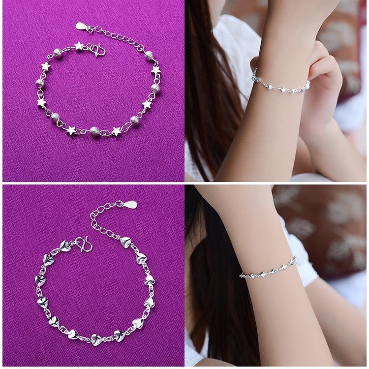 Perhiasan Gelang S925 Silver Bentuk Bulan Bintang Untuk Hadiah Wanita