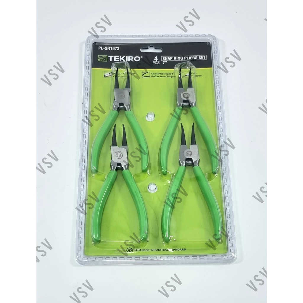 TEKIRO Tang Snap Ring 7&quot; Set 4pc Snap Ring Plier Blister Complete Set : EB, ES, IB, IS