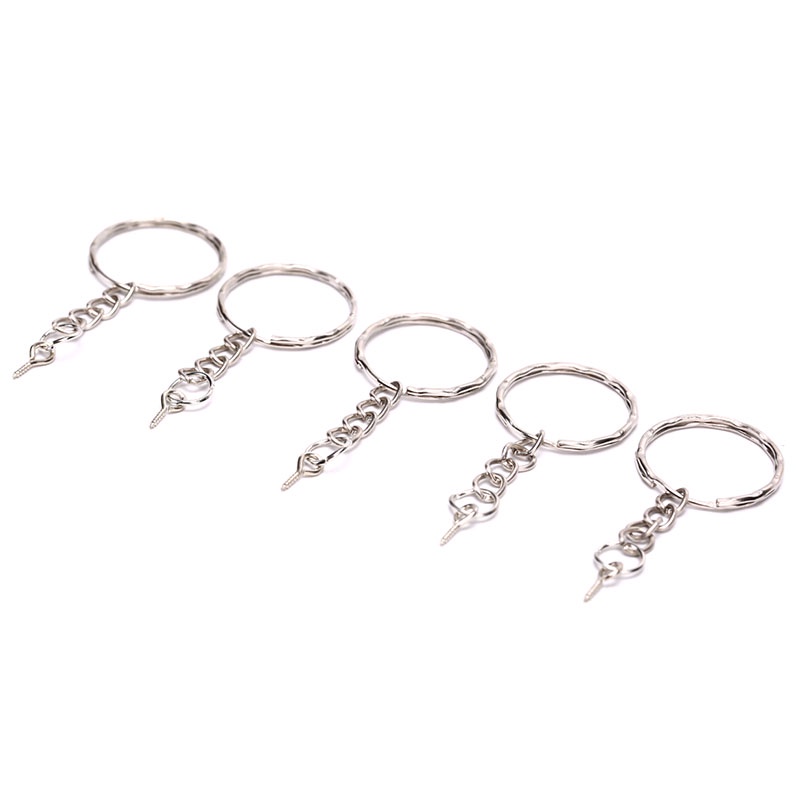 [happy]40Pcs Polished Key ring Screw Eye Short Chain Split Ring Connector DIY Jewelry