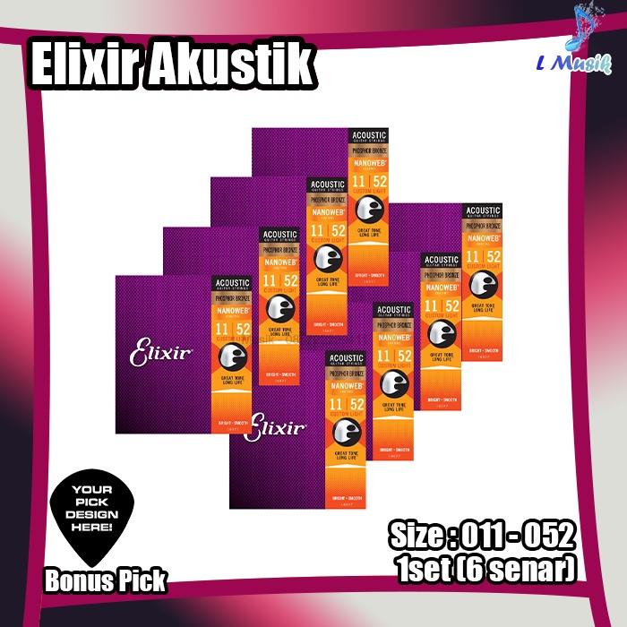 SENAR GITAR ELIXIR AKUSTIK NANOWEB - SENAR GITAR AKUSTIK UKURAN 011 ORI IMPORT