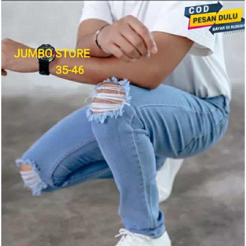 celana jeans sobek pria jumbo 27-46 /celana panjang pria BIG SIZE