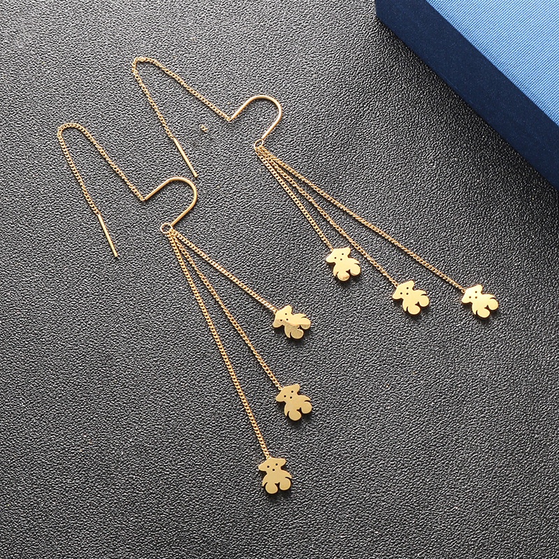 Anting gantung tiga bear korea fashion titanium anti karat - ercassia