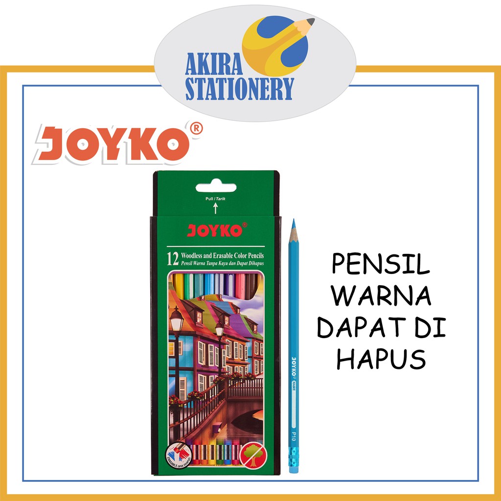 

Pensil Warna JOYKO CP 109 + Penghapus ( 12 Warna ) Erasable Color Pencil 12 Colours CP-109 ( SET )