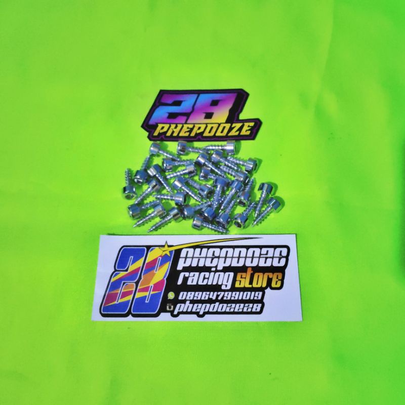 BAUT BODY CACING DRAT KASAR YAMAHA SUZUKI CHROME STAINLESS FULLSET 30PCS