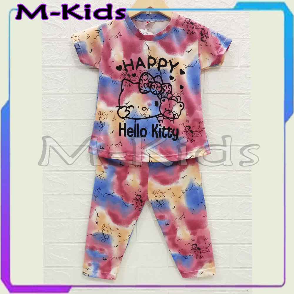 MKids88 - Baju Setelan CP Anak Perempuan Motif TieDye Gambar Hello Kitty