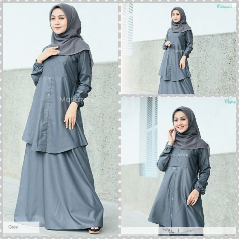 Seragam Dinas Abu Tua Gamis Abu Abu Waita Polos Bahan Katun Toyobo Syifa By Mahara Gamis polos Abu T
