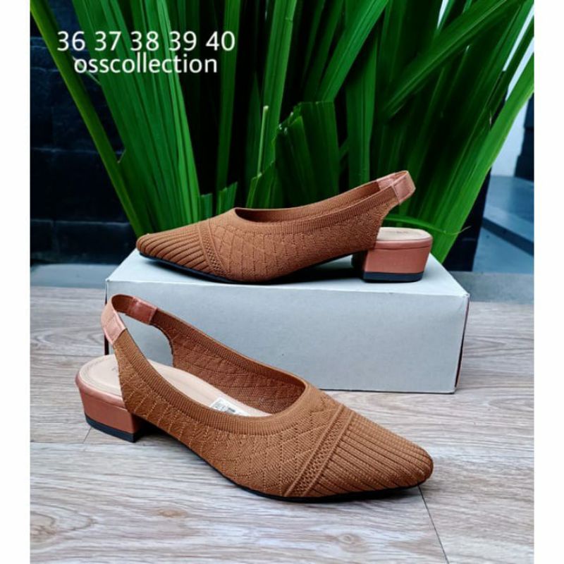 Sepatu Rajut Wanita Hak 3 cm import sol karet