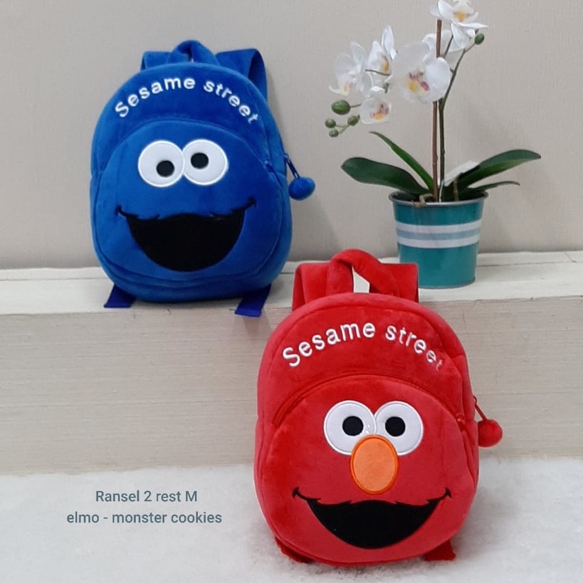 Tas Ransel Elmo Merah Boba Anak Paud Sesame Street/Tas Karakter/Kado Tas Anak